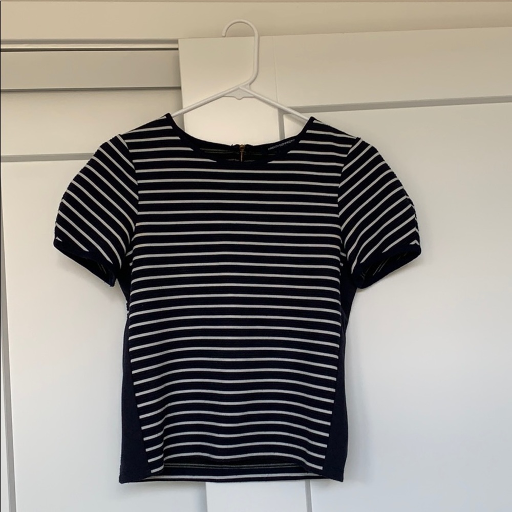 French Connection Navy & White Striped Top